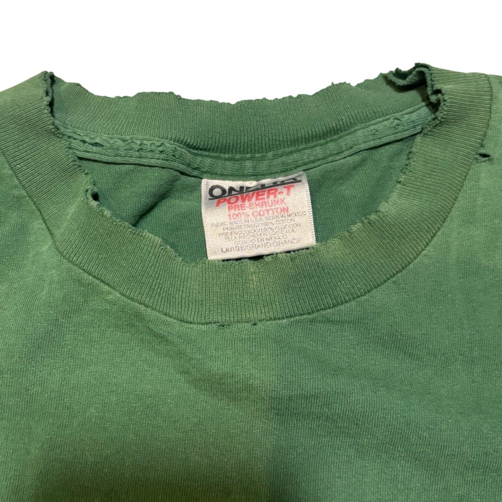 Oneita Harvard Business School T-Shirt Mens Large Green Distressed 90s Vintage - Picture 5 of 9